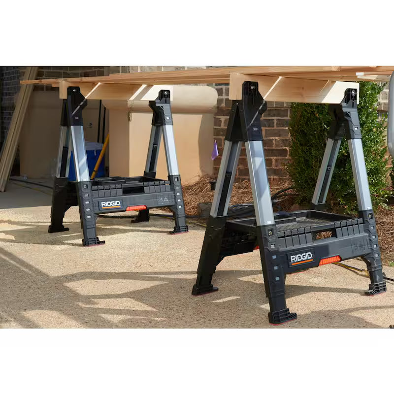 32 in. Polypropylene Folding Sawhorse with Adjustable Metal Legs Y4418