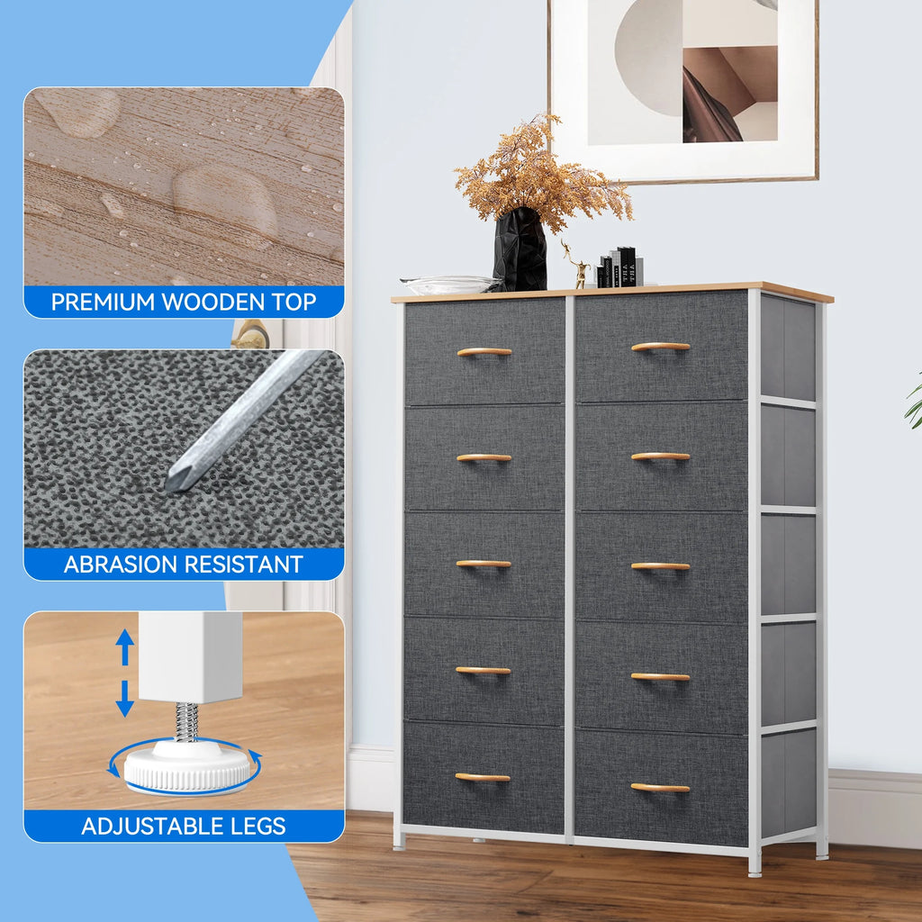 10 Drawer Fabric Storage Dresser T132016