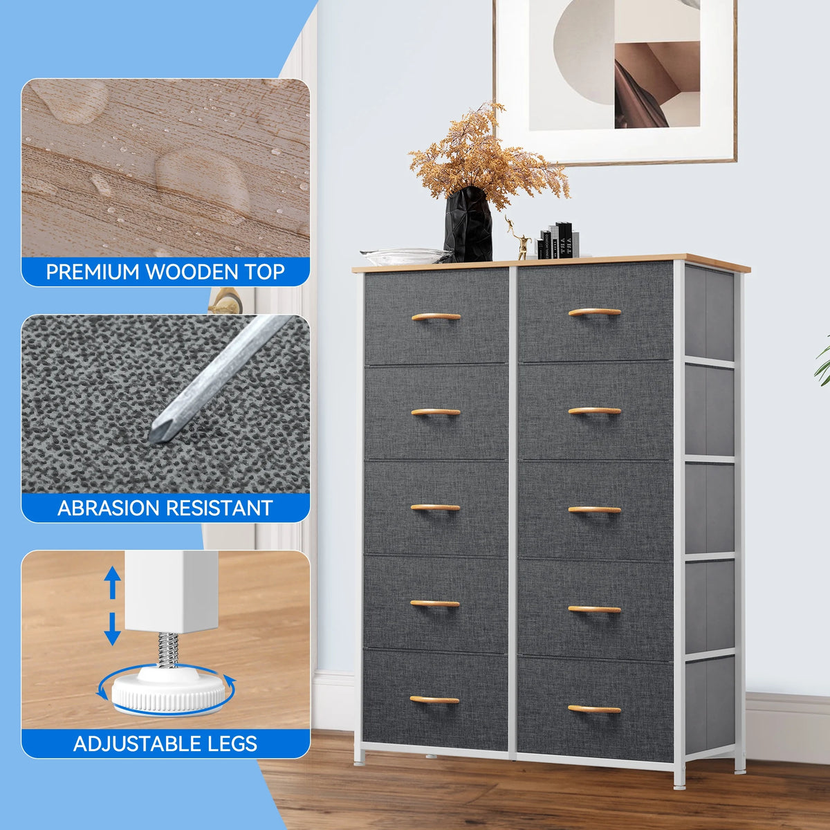 10 Drawer Fabric Storage Dresser T132016