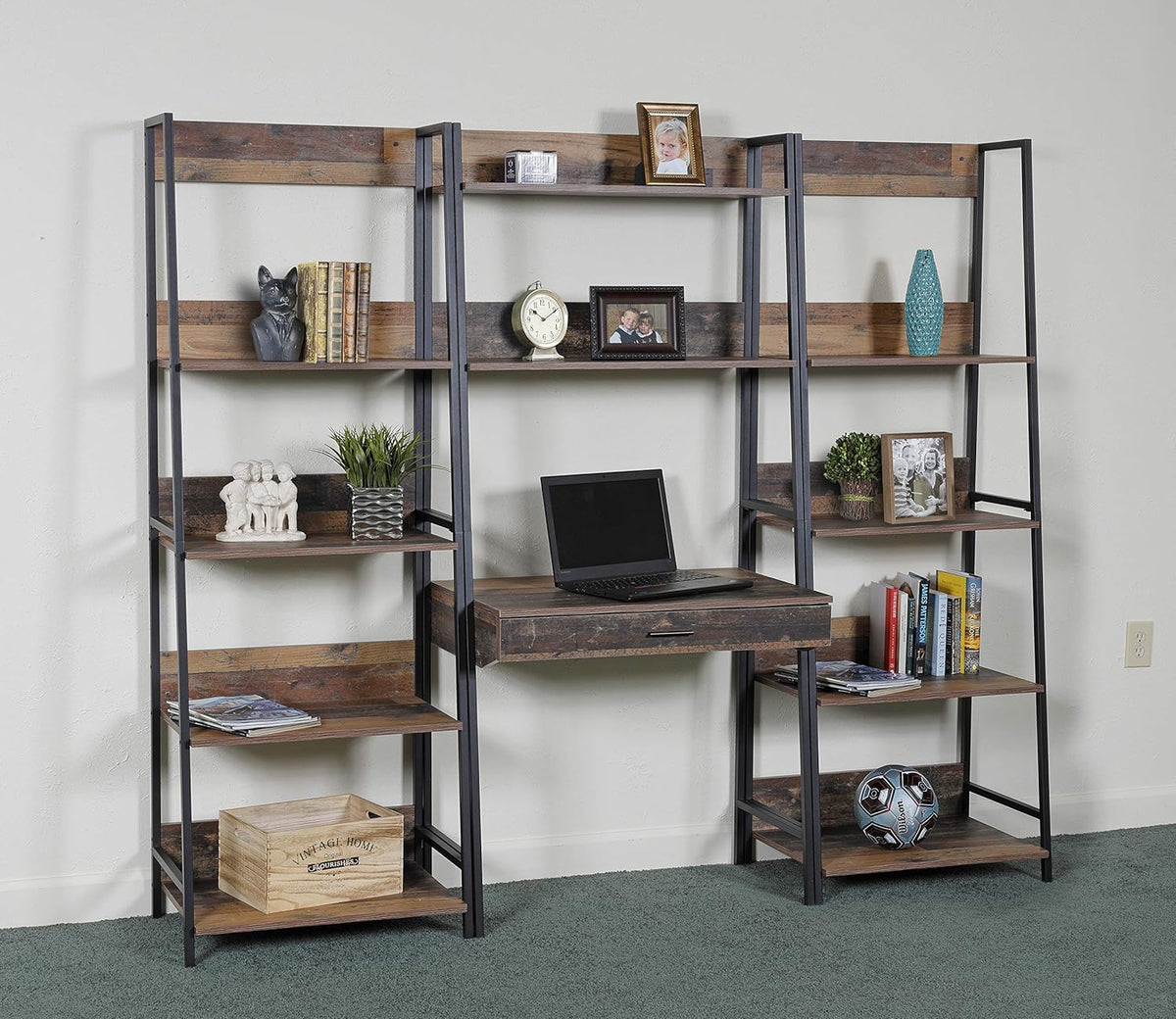 Rustic Planked Knotty Pine Ladder Bookcase X567