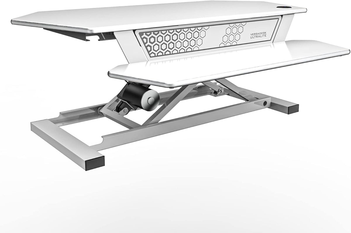 Electric Height-Adjustable Desk Riser with Keyboard and Mouse Tray, 36" x 24" Black O432