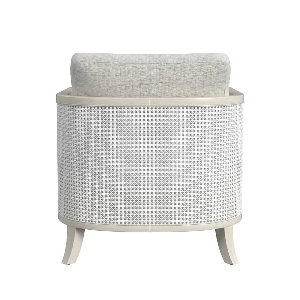 Hand Brushed White Wood and Fabric Accent Chair B1785