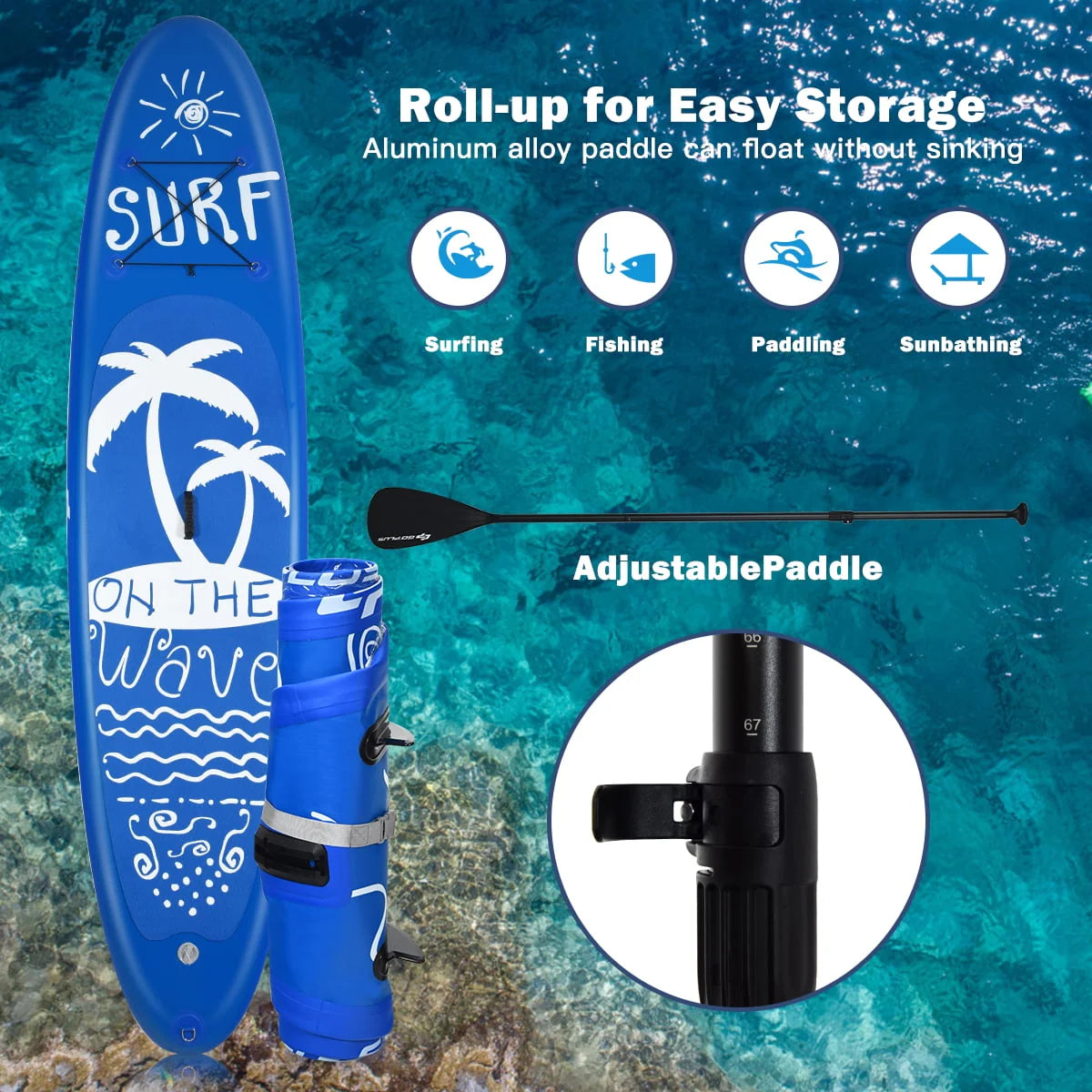 11' Inflatable Stand Up Paddle Board with Carry Bag N684