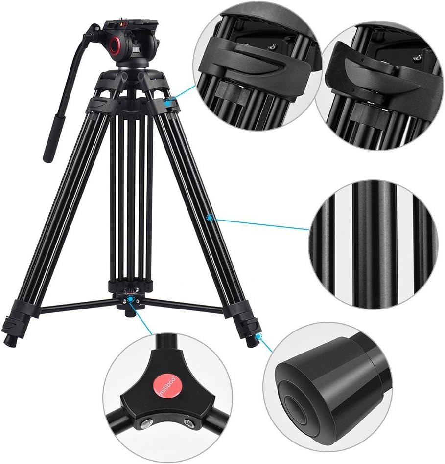 Heavy Duty Aluminum Fluid Head Video Tripod with Ground Spreader E3036