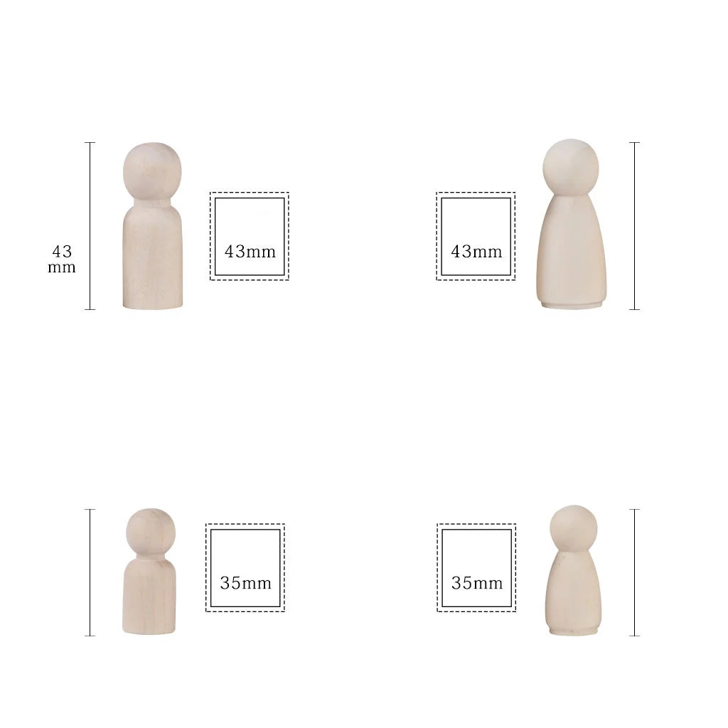8 Wood Peg Dolls Wooden Figure Toy D64760
