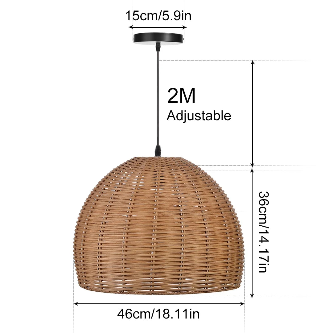 Boho Round Bamboo Pendant Light J2593