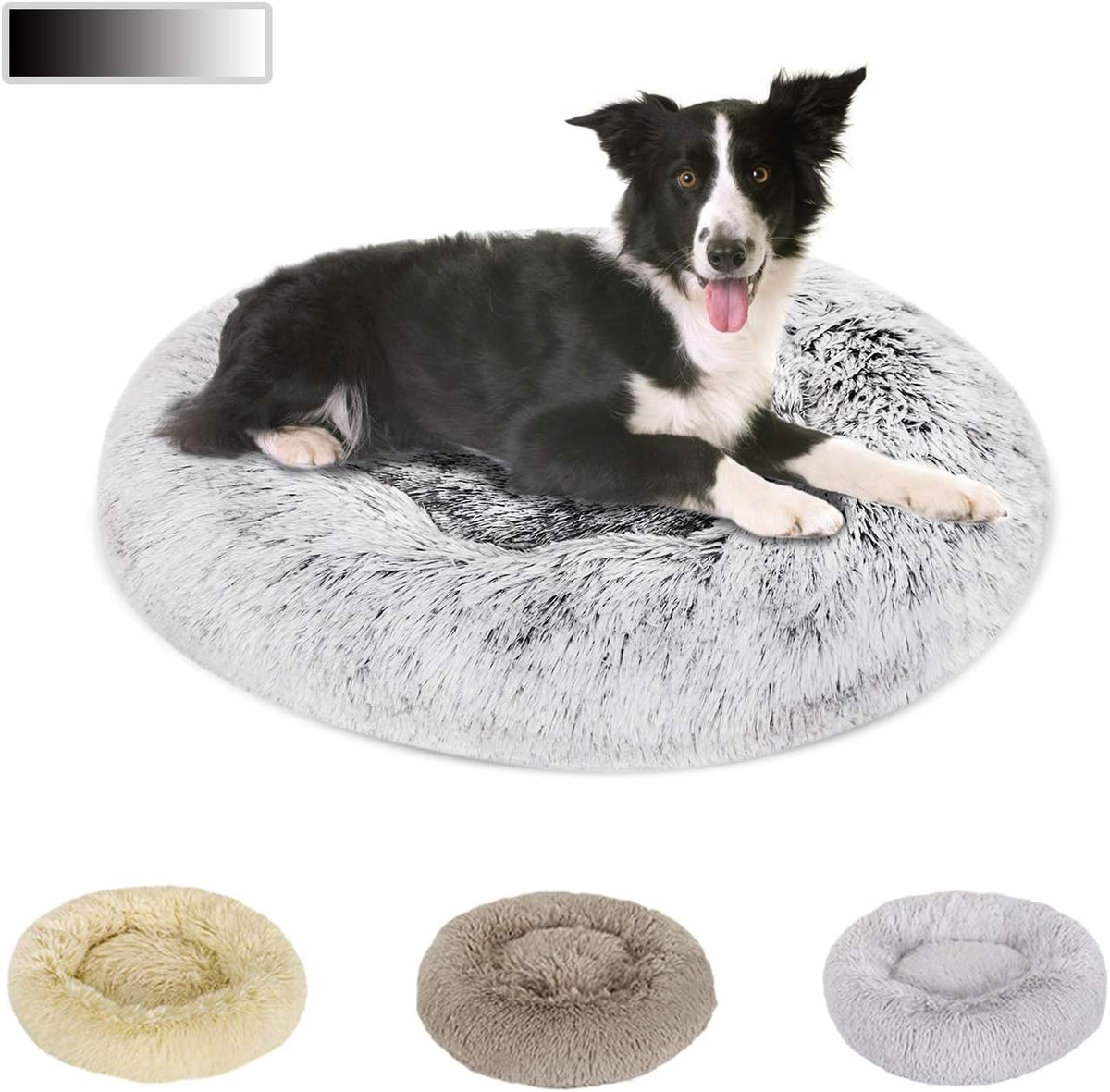 Round Washable Plush Dog and Cat Bed Pack of 2 R988548