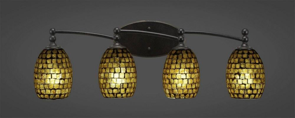 Four Light Bath Bar Dark Granite Finish with Copper Mosaic Glass L666461