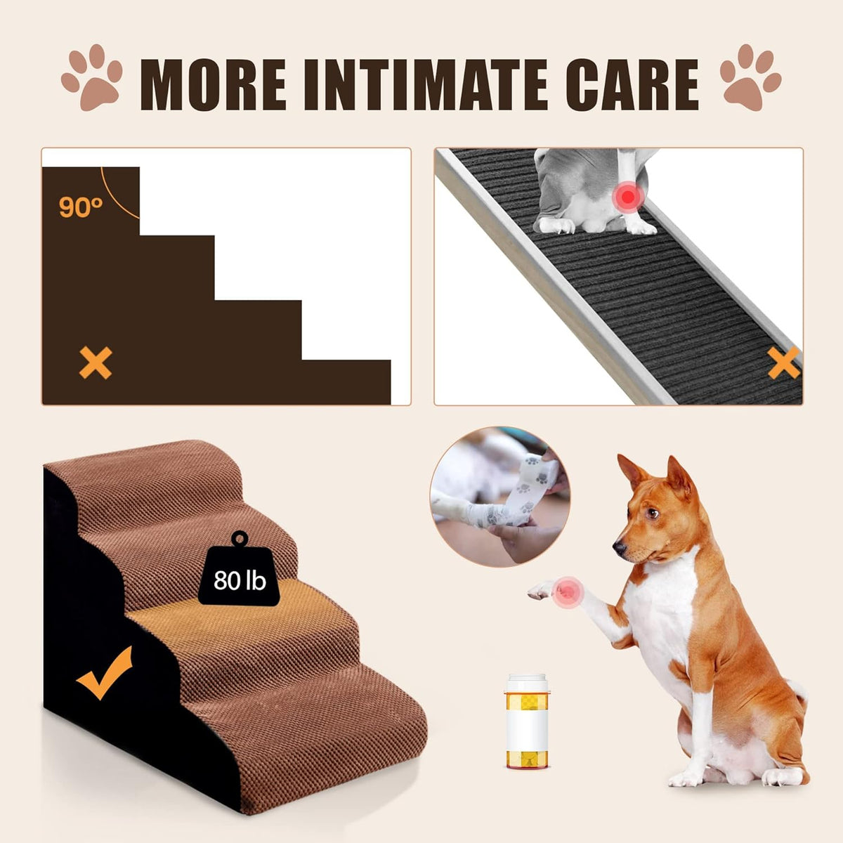 4 Tiers Non-Slip Foam Dog Stairs S199611