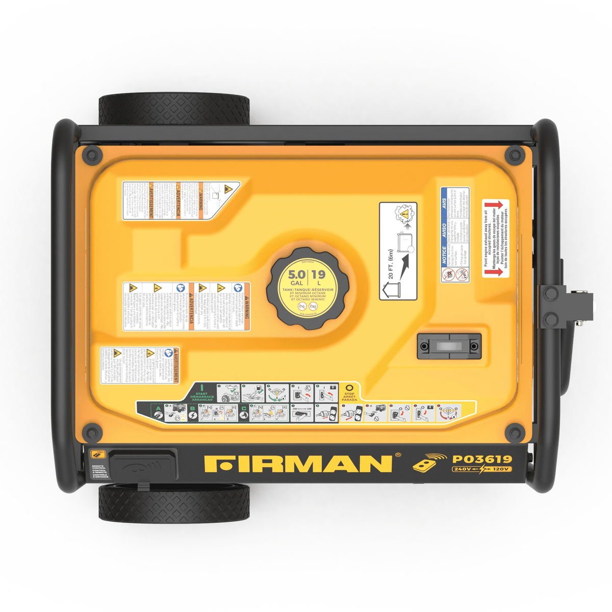 4550/3650 Watt 30A 120/240V Remote Start Gas Portable Generator With Wheel Kit P88727