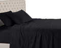 White 600 Thread Count 100% Cotton Sateen Stripe 4PC California King Size Bed Sheet Set H2778