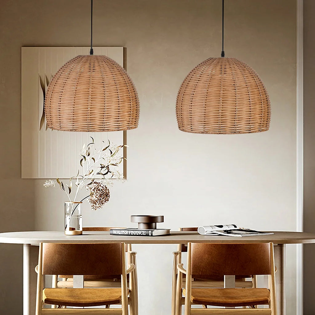 Boho Round Bamboo Pendant Light J2593