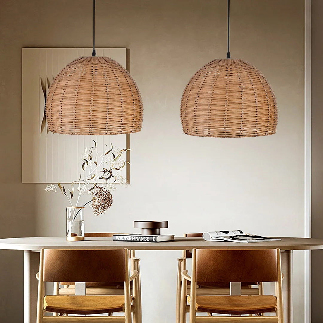 Boho Round Bamboo Pendant Light J2593