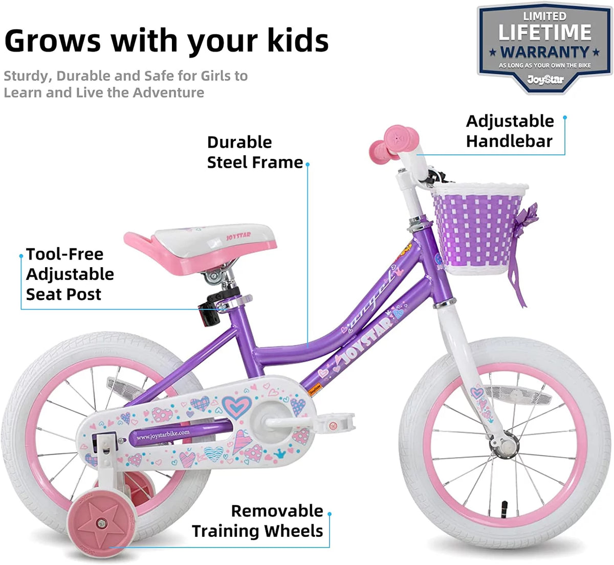 12 14 16 18 Inch Kids Bike with Training Wheels & Basket R826