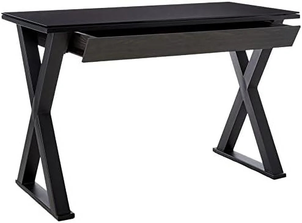 Black 48 Inch Glass Top Computer Desk J305
