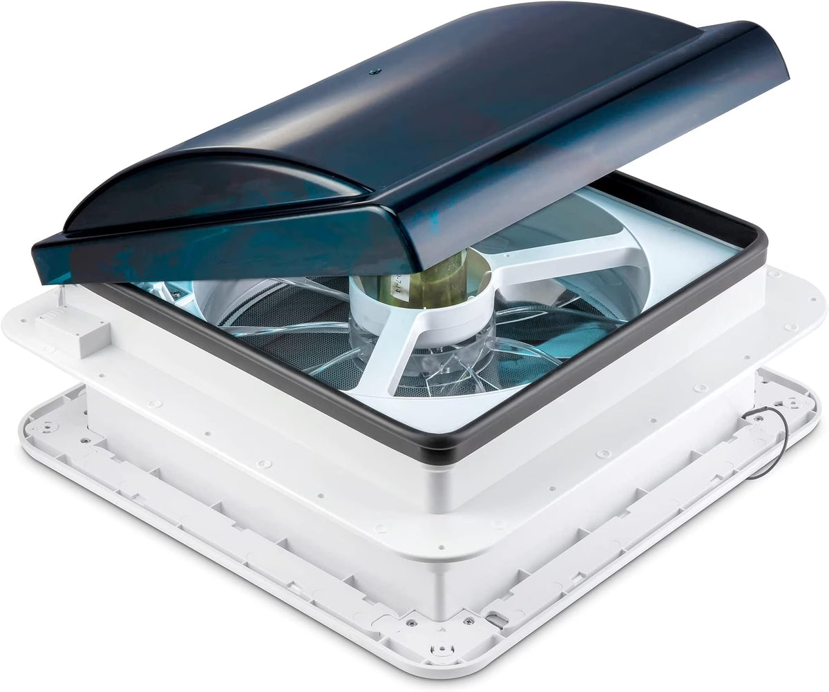 14” RV Roof Vent Fan with Light, Manual, White & Gray K698