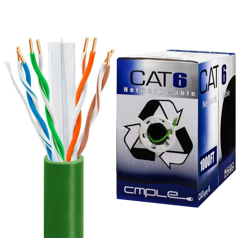 Cat6 Bulk 23AWG Ethernet LAN Network Cable 1000 ft Green Z392860