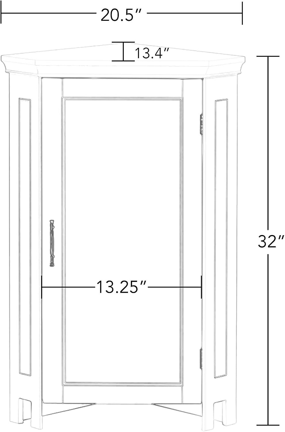 White Single Door Corner Floor Cabinet J11702