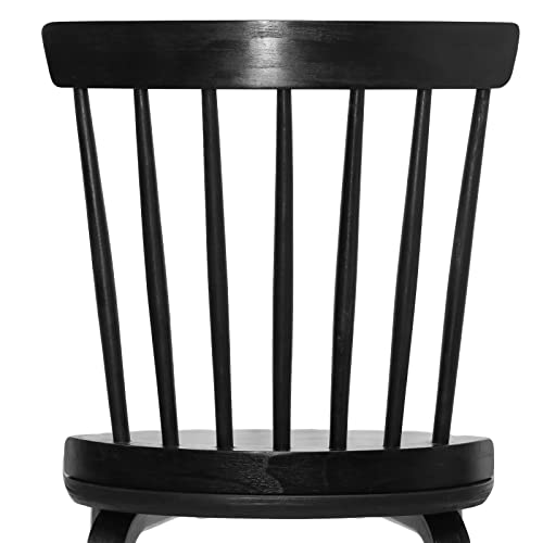 Black Solid Wood Spindle Back Dining Chairs Set of 4 A760