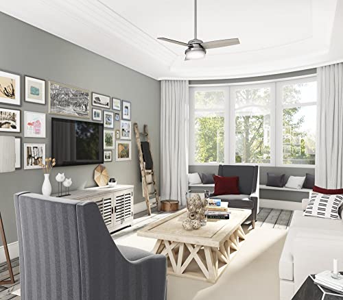 44" Brushed Slate Indoor Ceiling Fan with LED Light and Remote Control D156933