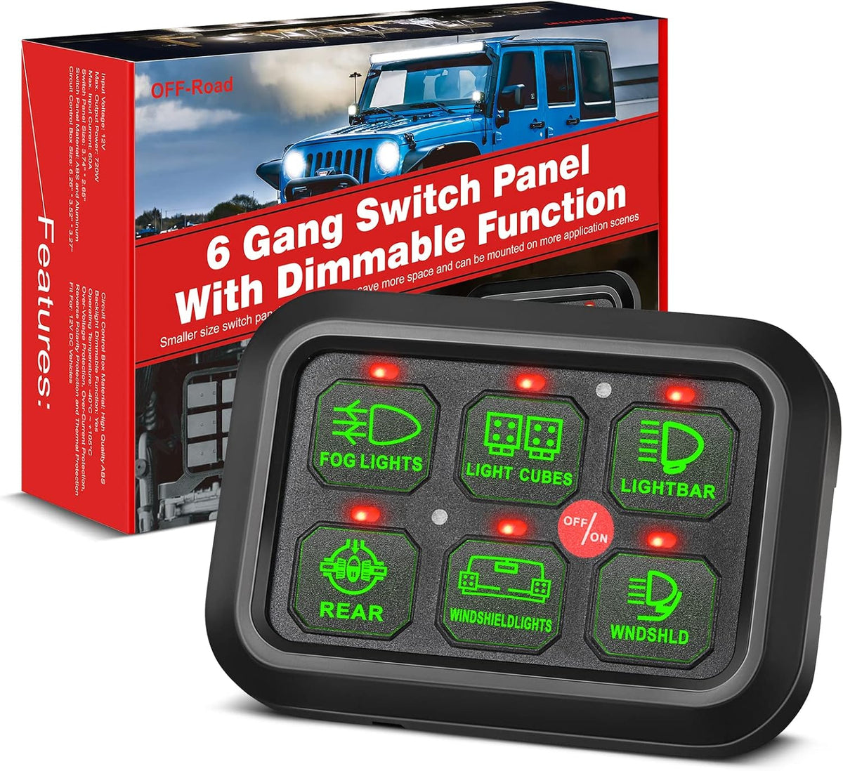 8 Gang Switch Panel with Label Stickers and Harness C111