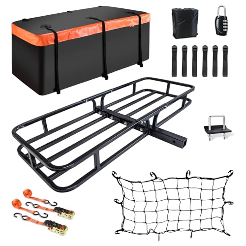 Folding Hitch Mount Cargo Carrier Basket 60" X 20" X 6" with Waterproof Cargo Bag U6716