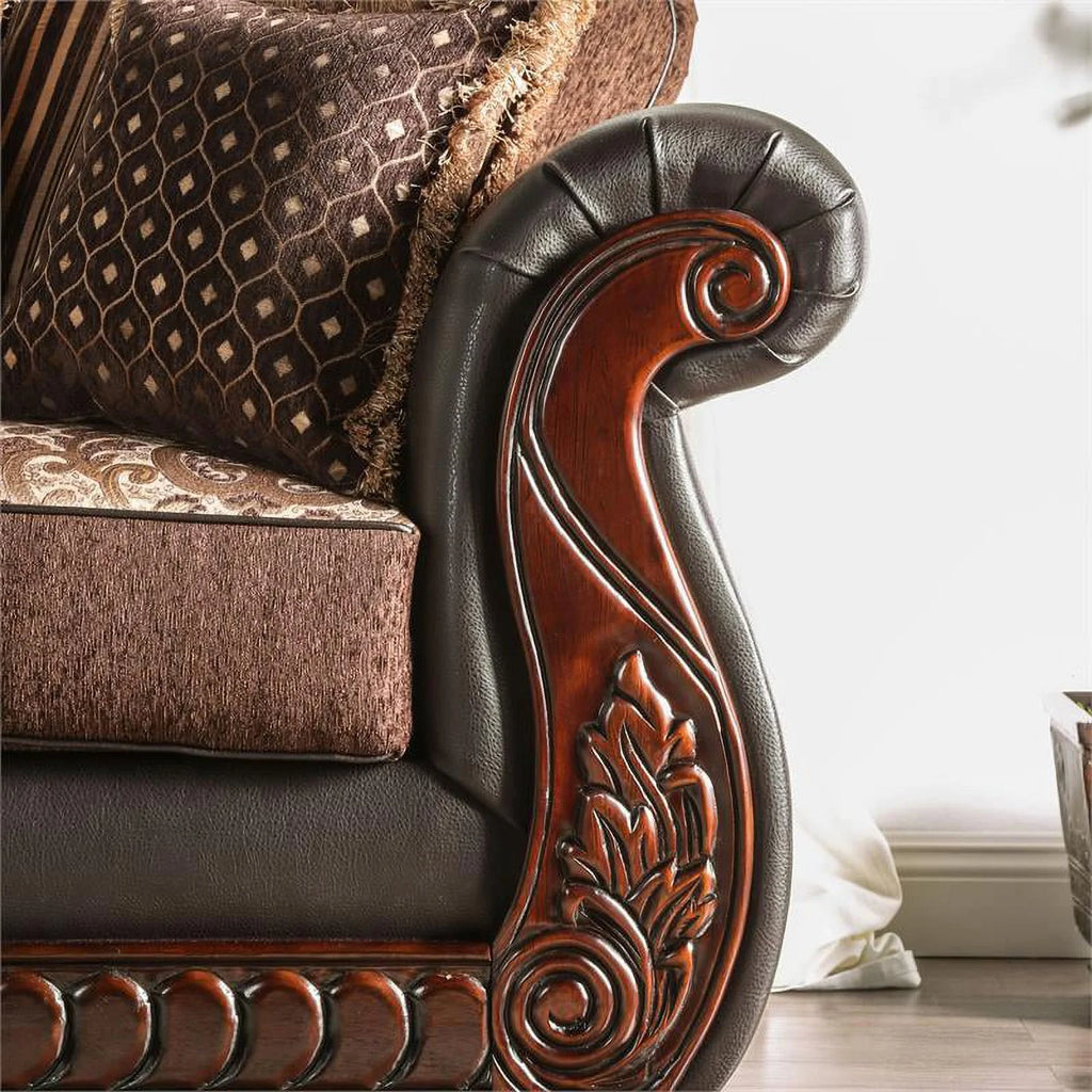 Dark Brown Faux Leather 2-Piece Sofa Set U948505