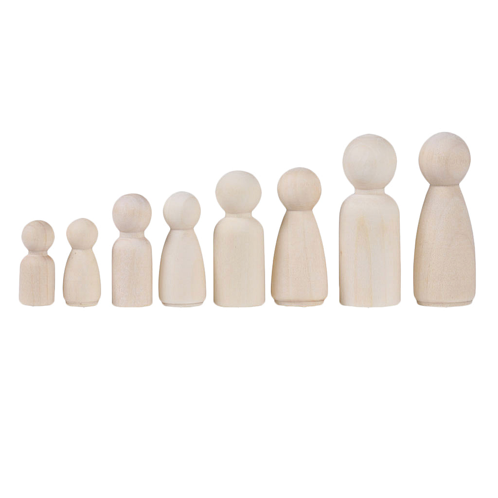 8 Wood Peg Dolls Wooden Figure Toy D64760