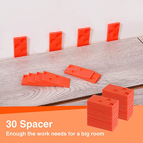 Laminate Wood Flooring Installation Kit with Tapping Block, Pull Bar, Mallet, Kneepads, 30-Piece Spacers T943442