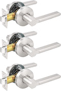 Stain Nickel Keyless Passage Door Levers Interior Locks, Non-Locking Lever Set, 10 Pack N69415