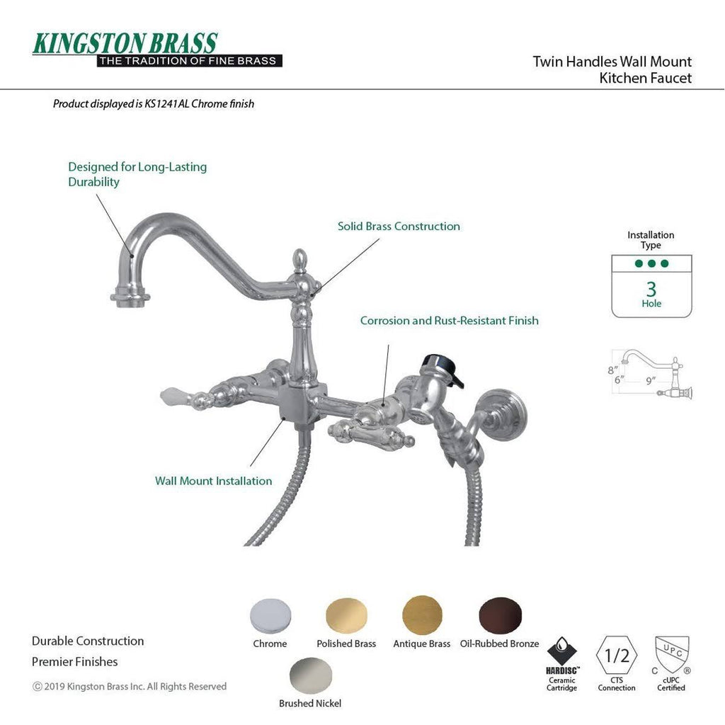 Polished Nickel Wall Mount Tub Filler W424