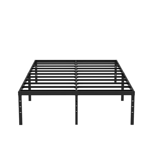 Black 14 Inch Metal Platform Bed Frame with Headboard R941
