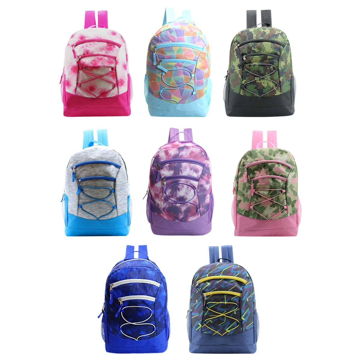 24 Pack 17 Inch Assorted Colors Bungee Backpacks T83971