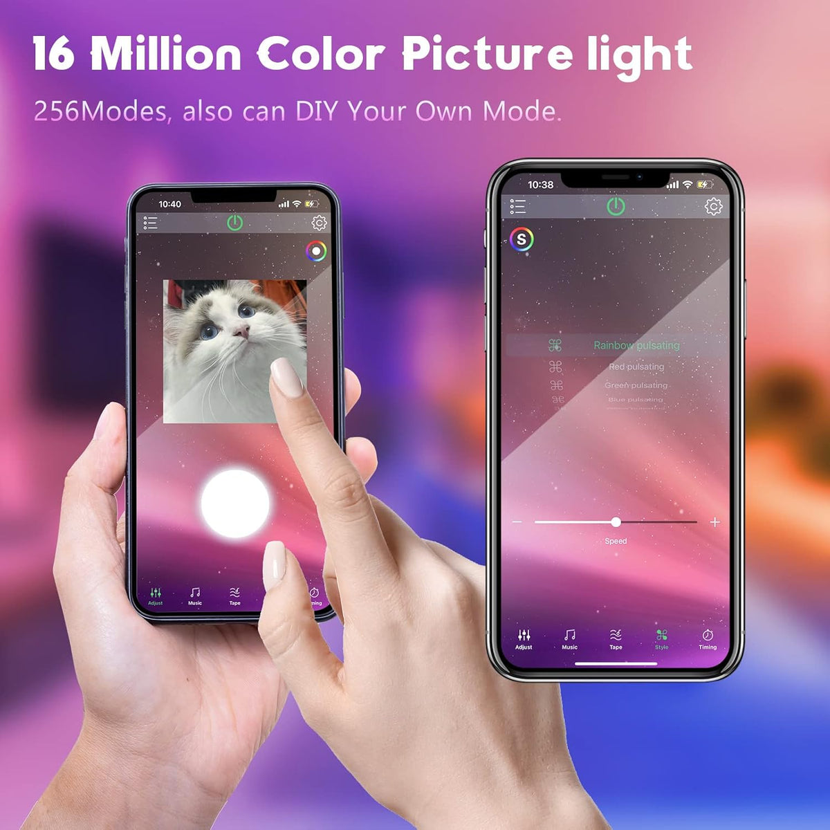 Smart LED Light Bars, RGB Flow Light Bar with 16 Million Colors, Bluetooth Connection Music Sync Kit, Pack of 2 T8022