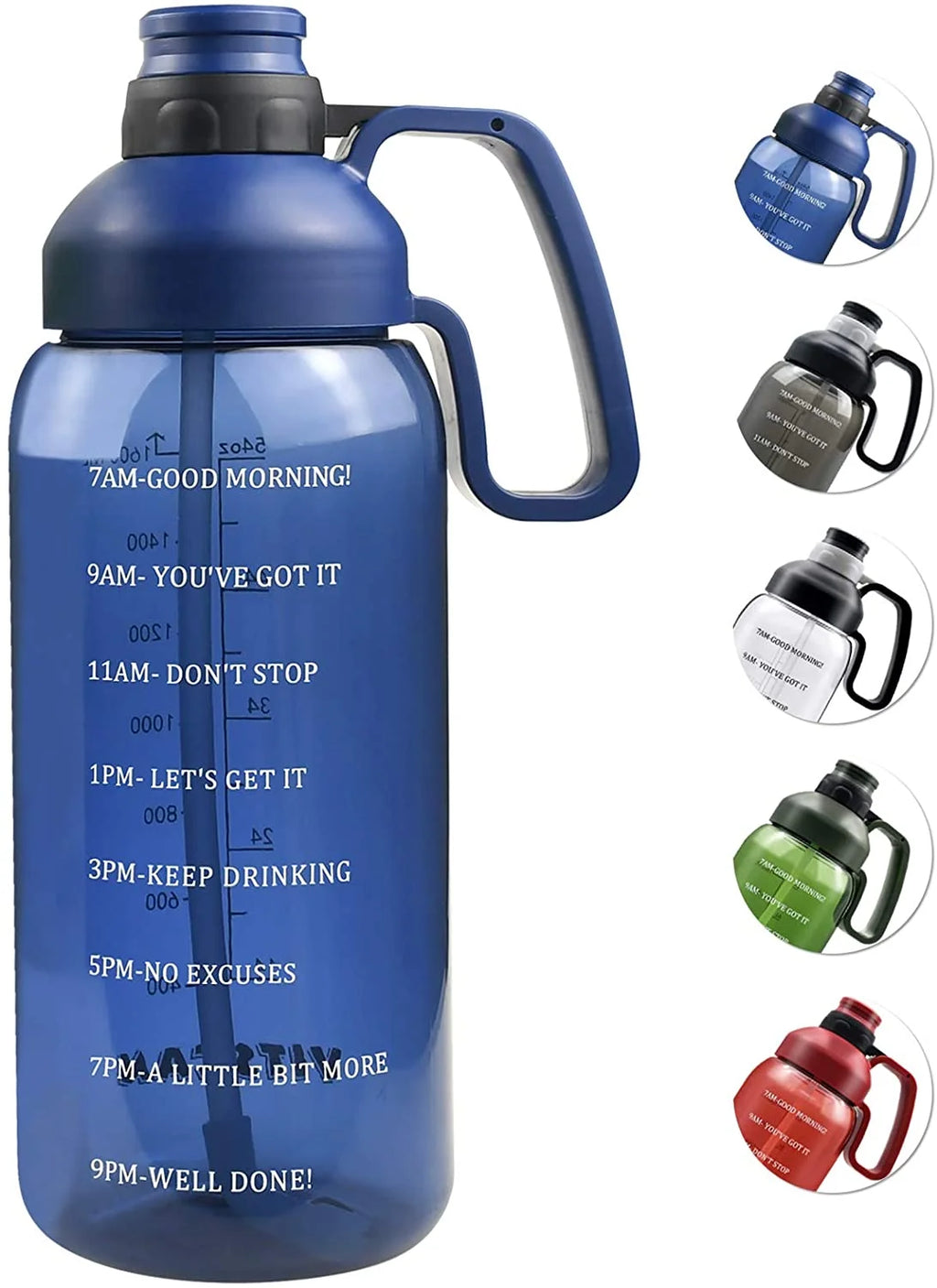 64 Oz Water Bottle With Straw and Time Marker V643