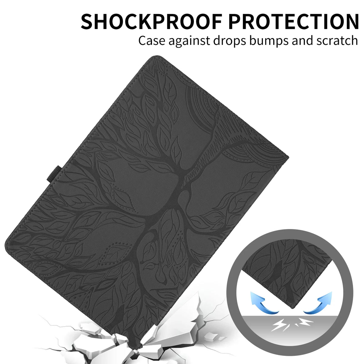 Black PU Leather Folio Flip Case with Kickstand for Samsung Galaxy Tab S6 Lite 10.4" E848253