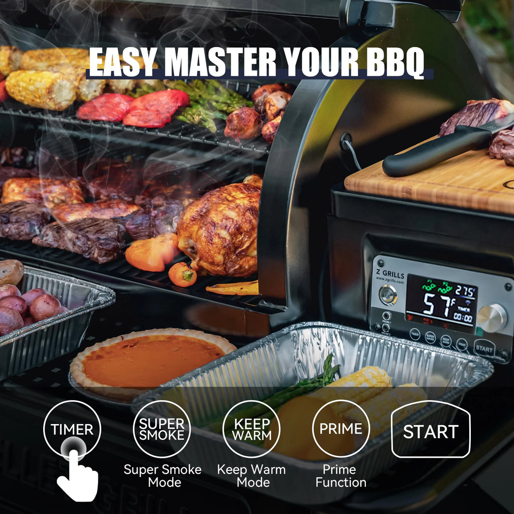 Wood Pellet Grill & Smoker with WIFI, PID Controller, 709 sq. in, Black R6998