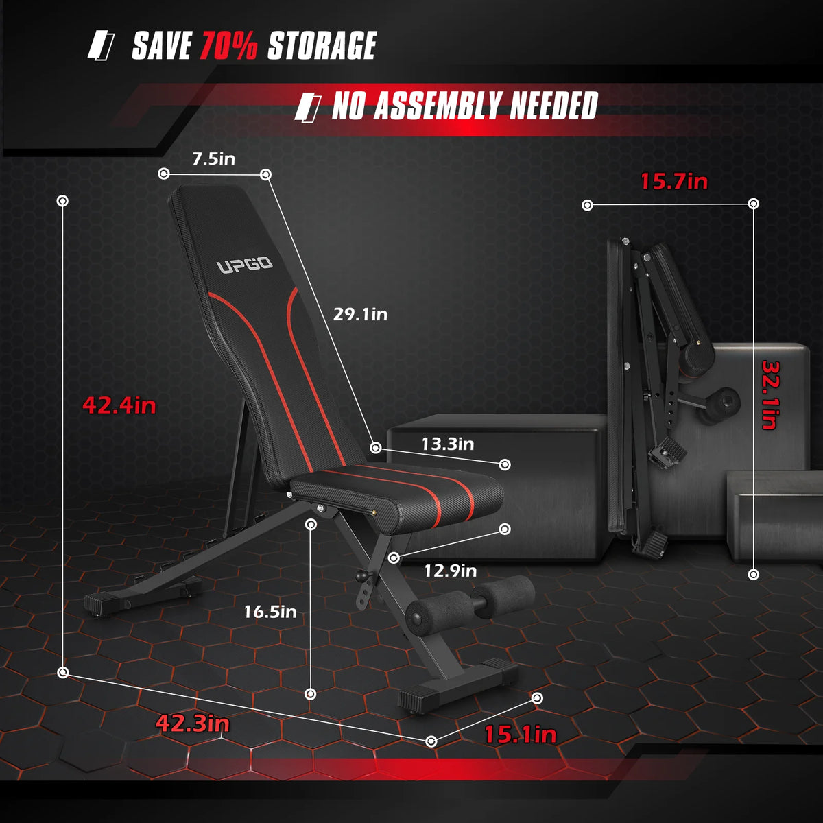 Adjustable Weight Bench 660lbs Capacity Foldable B199415