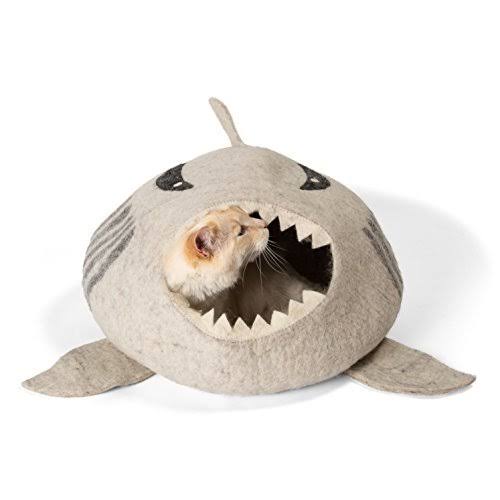 Grey Wool Cat Cave Bed U450871