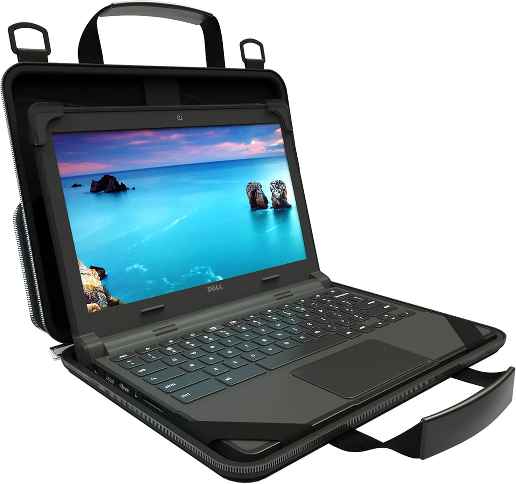 13-14 inch Chromebook Case with Carrying Handle Shoulder Strap Black X992356