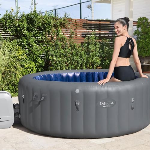 Gray Inflatable Hot Tub with Cover L45233