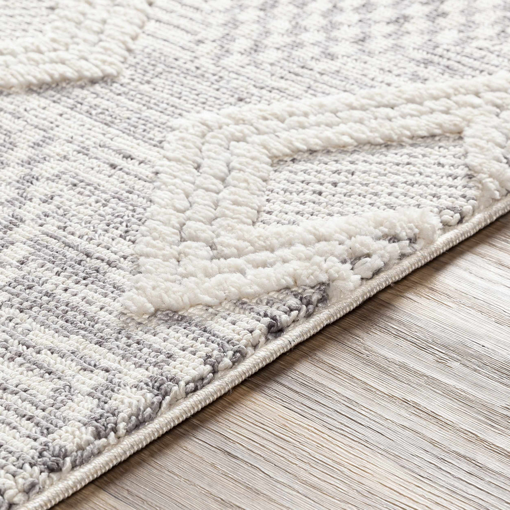 Grey Beige Cream Polyester Area Rug 5'3" x 7'3" I276611