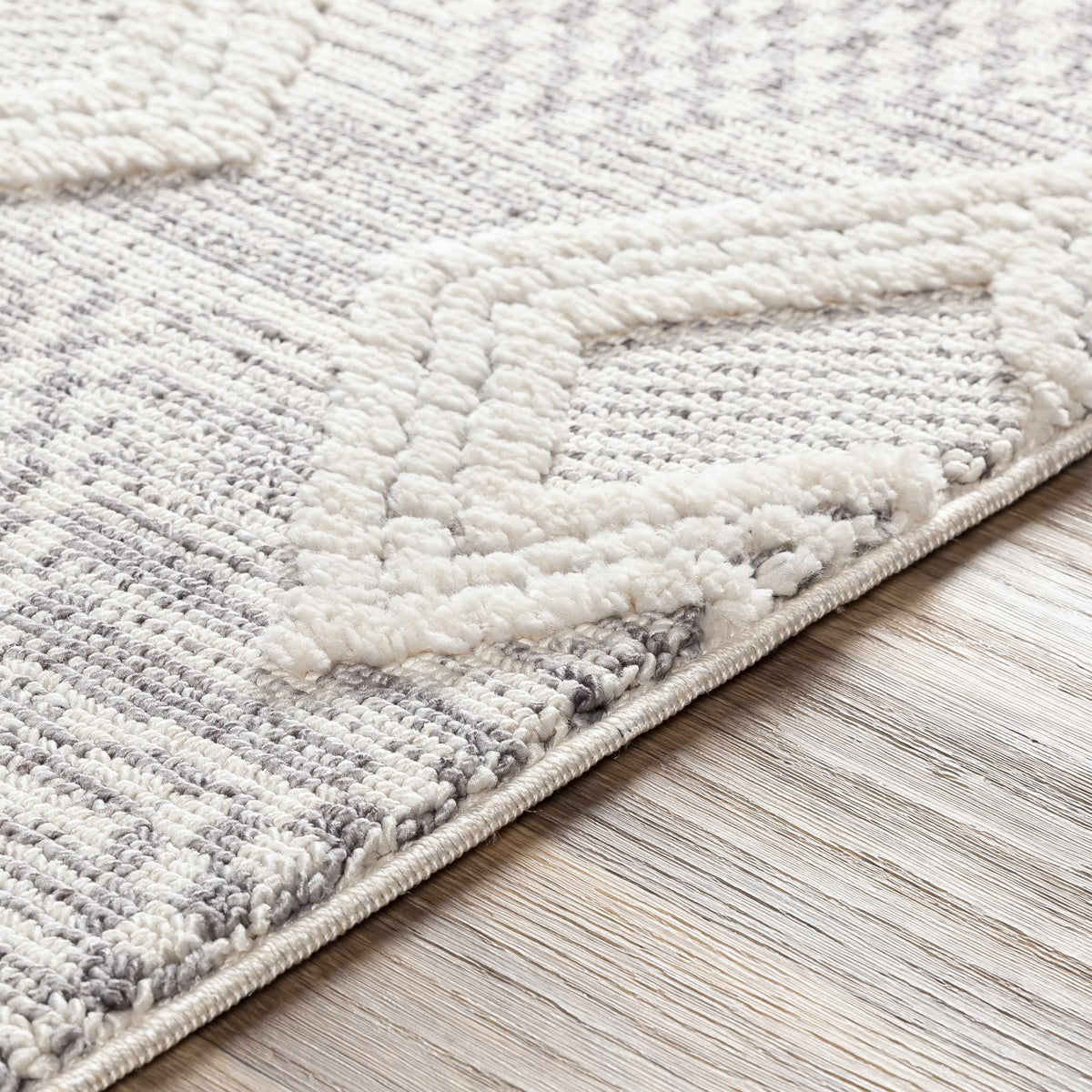 Grey Beige Cream Polyester Area Rug 5'3" x 7'3" I276611