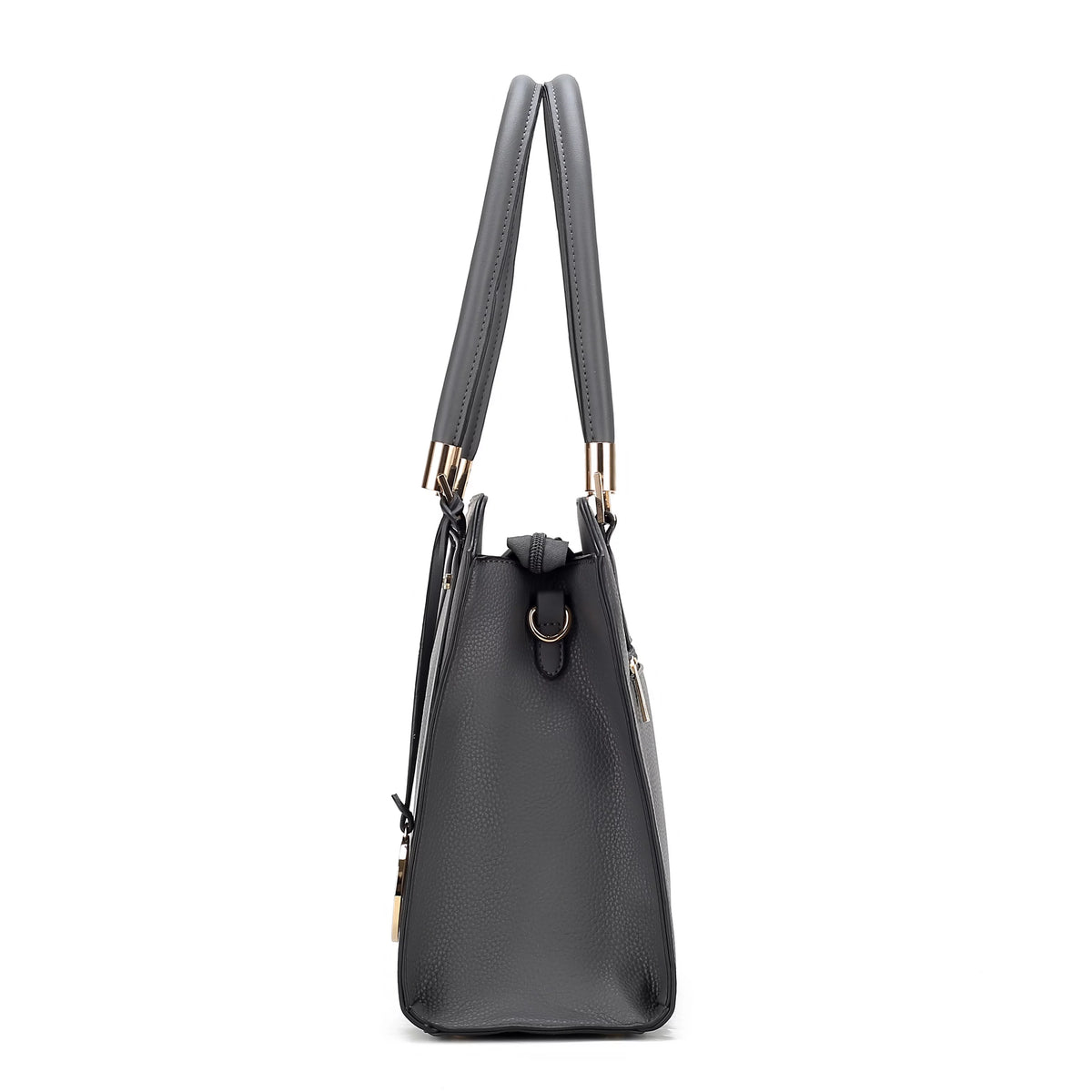 Pewter Vegan Leather Satchel Bag & Wristlet Wallet T401