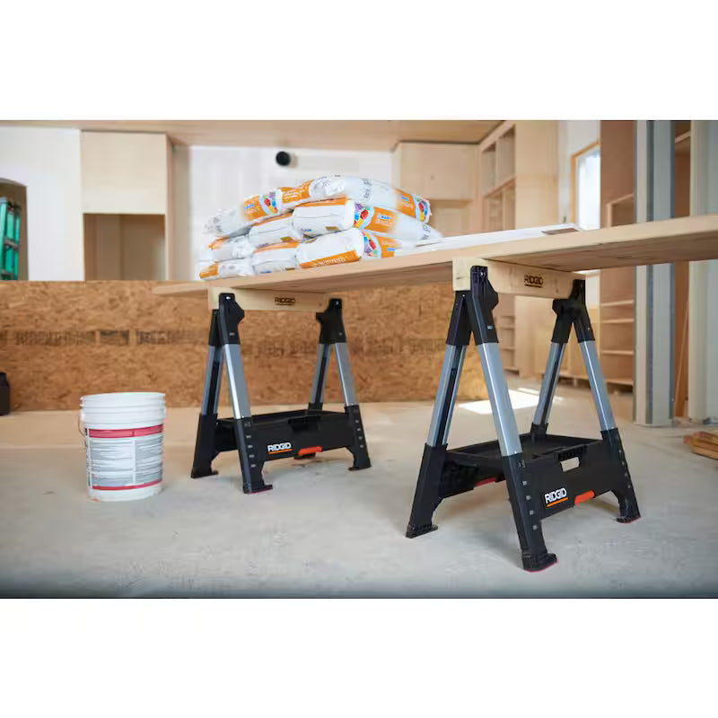 32 in. Polypropylene Folding Sawhorse with Adjustable Metal Legs Y4418