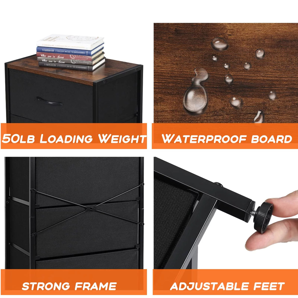 Black 4 Drawer Fabric Dresser B99764