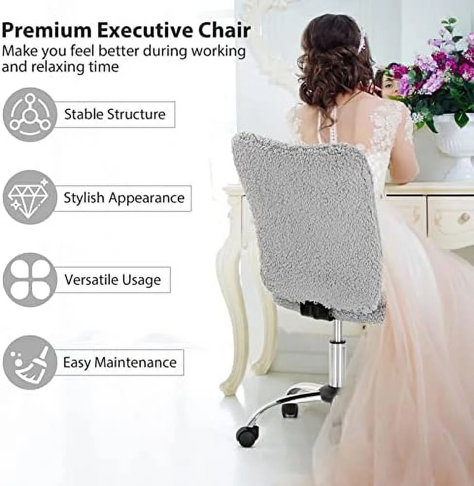 Grey Faux Armless Height Adjustable Swivel Office Chair E762335