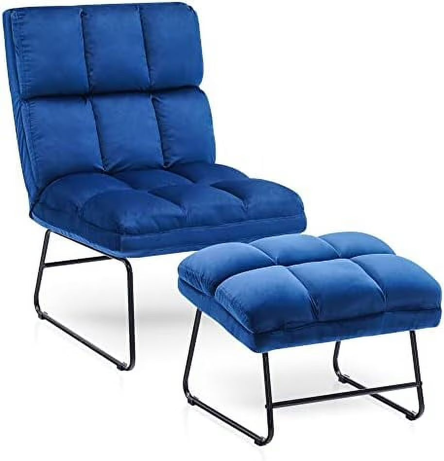Yellow Velvet Accent Chair with Ottoman K31546