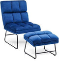 Yellow Velvet Accent Chair with Ottoman K31546