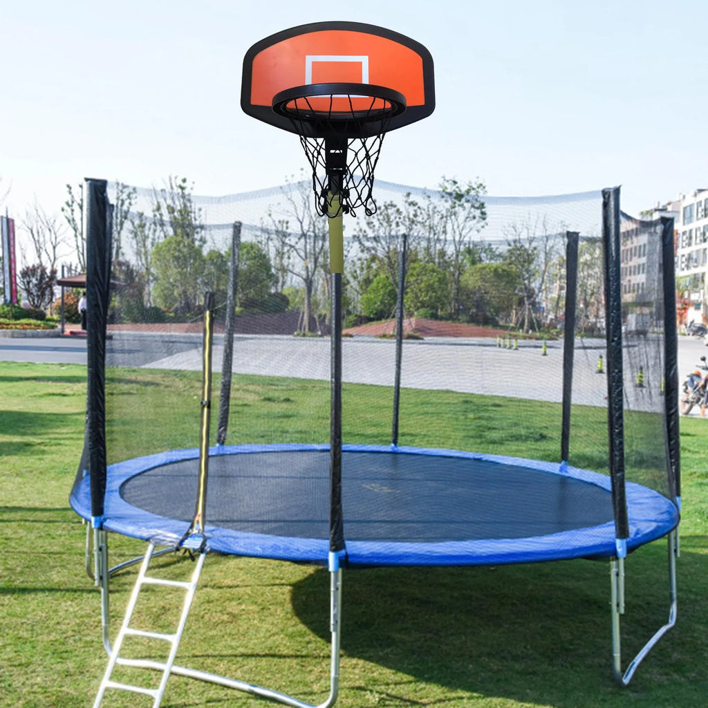 Basketball Hoop for Trampoline Backboard Toy Outdoor Sports Frame Attachment for Curved Pole F2362